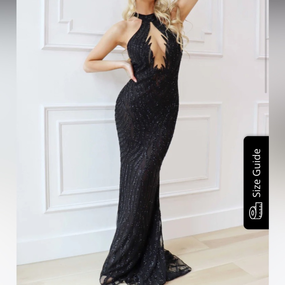 Black Mia Bella Couture, Selena dress in a size 2. With accessories.
